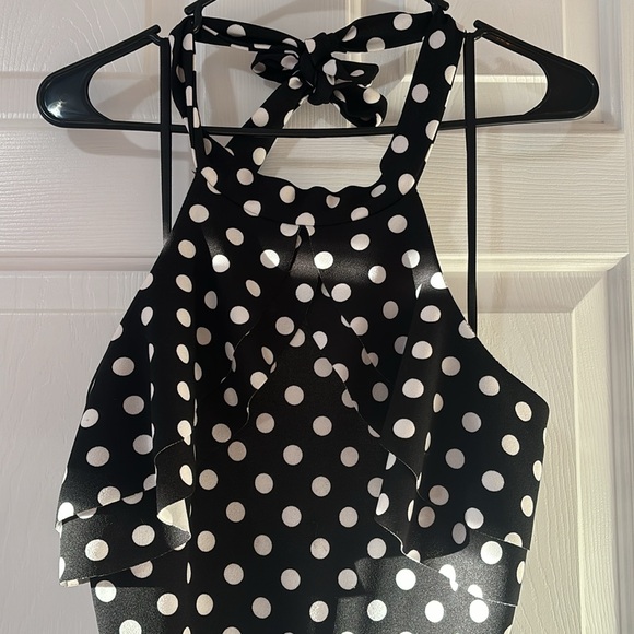 Bebe Open Back Polka Dot Jumper - Picture 4 of 12